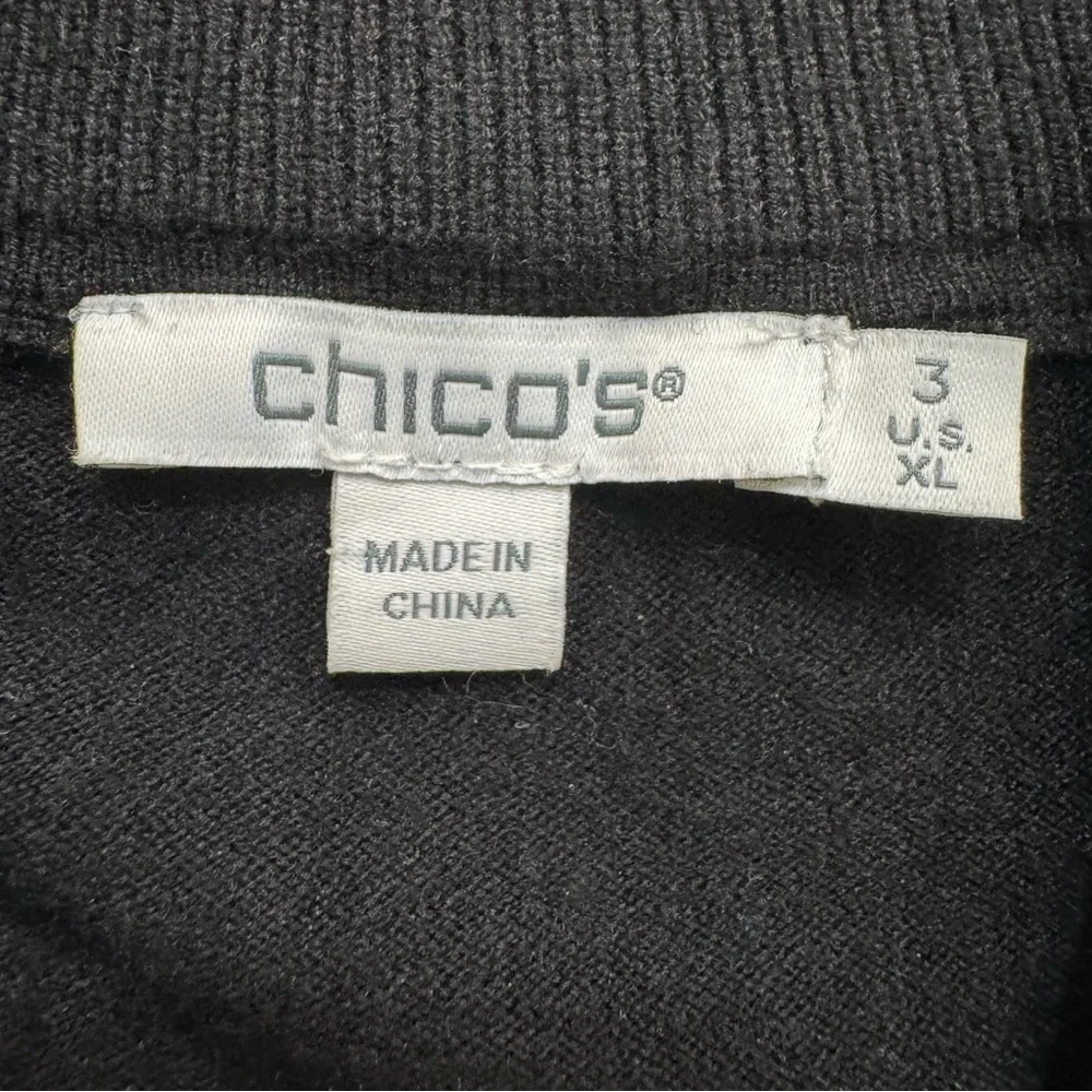 Chico’s Luxe Cashmere Blend Colorblock Pullover Top Long Sleeve 1/4 Zip XL